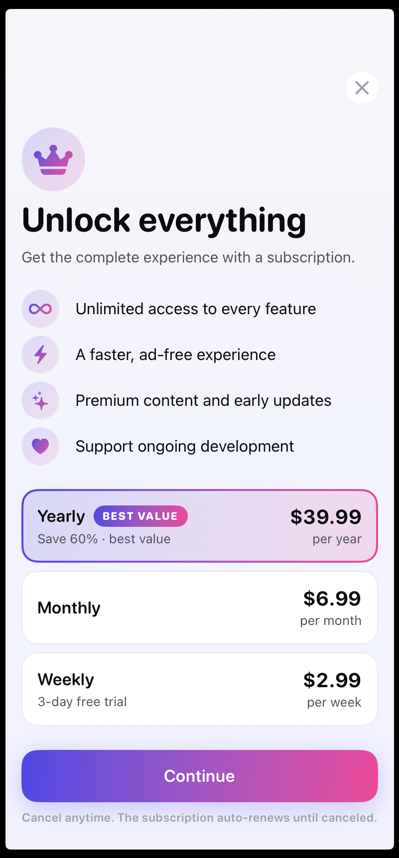 Note Day — paywall / subscription